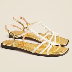 J. Crew Knotted Rope Sandals in Metallic Gold